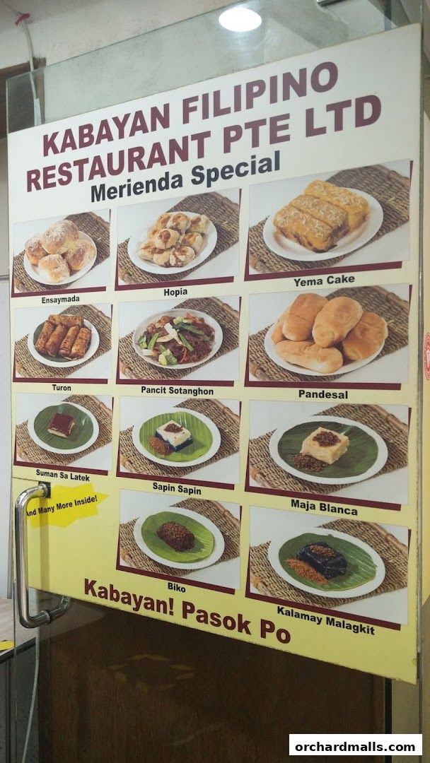 Menu page for Kabayan Filipino Restaurant Pte Ltd