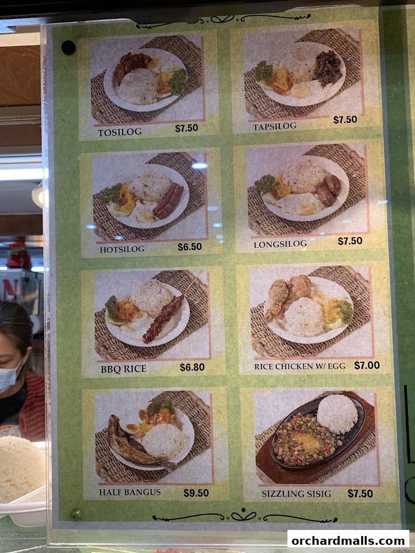 Menu page for Kabayan Filipino Restaurant Pte Ltd