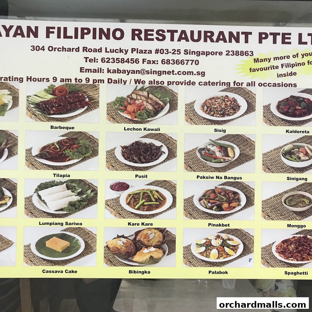 Menu page for Kabayan Filipino Restaurant Pte Ltd
