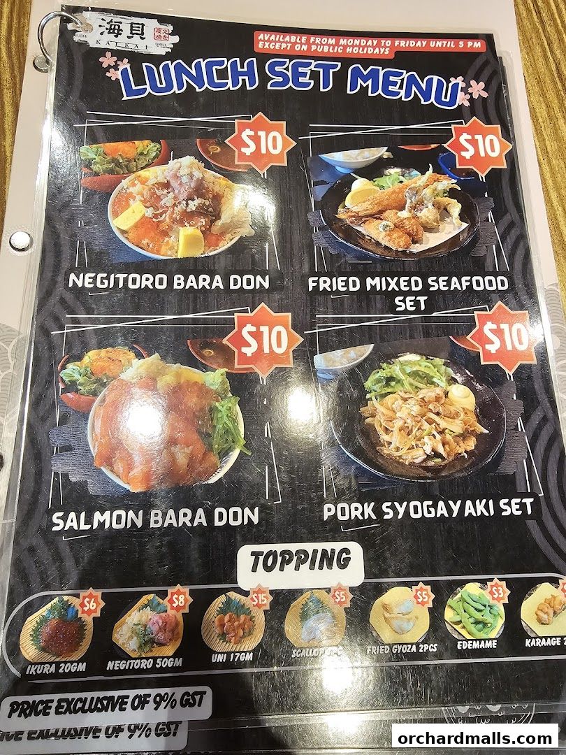 Menu page for Kai Kai Sushi  Grill by Teppei