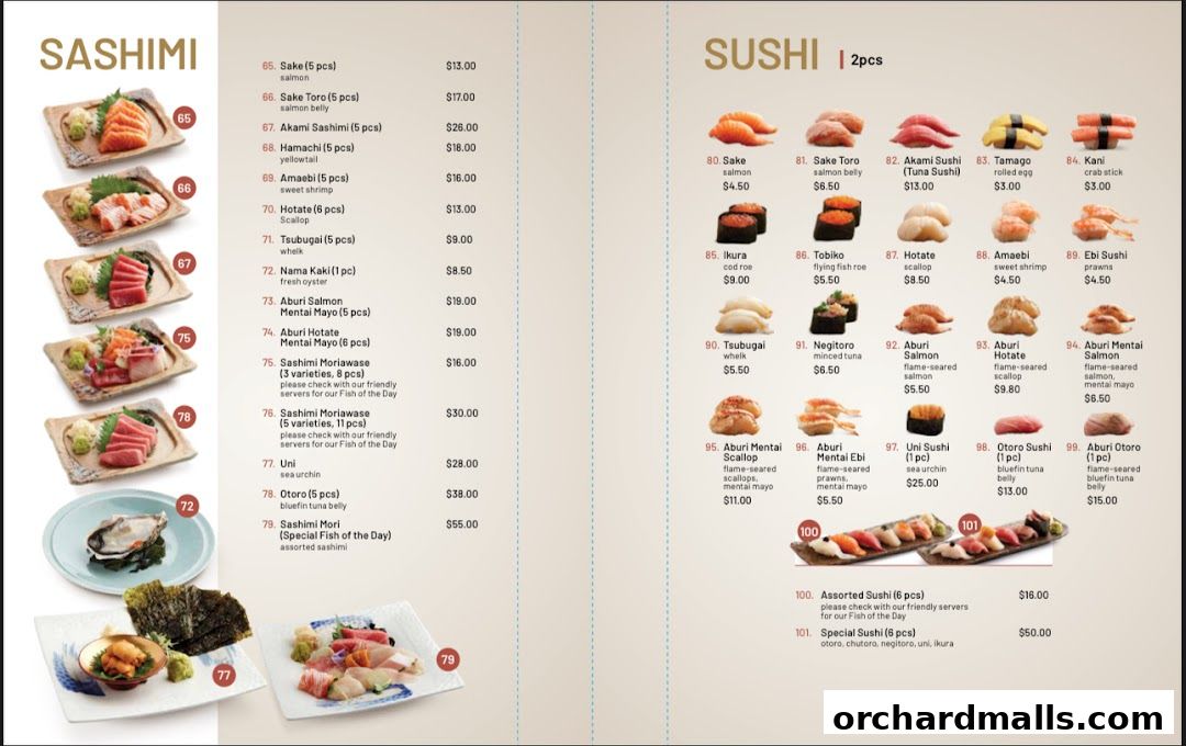 Menu page for Kai Kai Sushi  Grill by Teppei