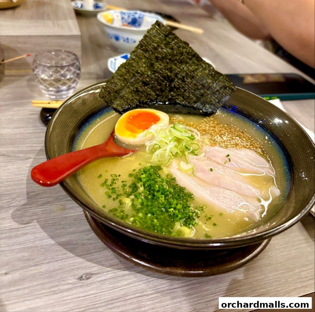 A delicious bowl of ramen with chicken, egg, seaweed, and green onions.