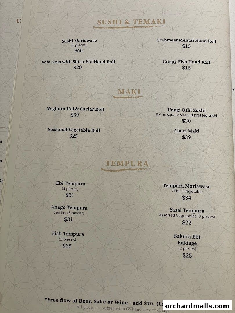 Menu page for Kakushin