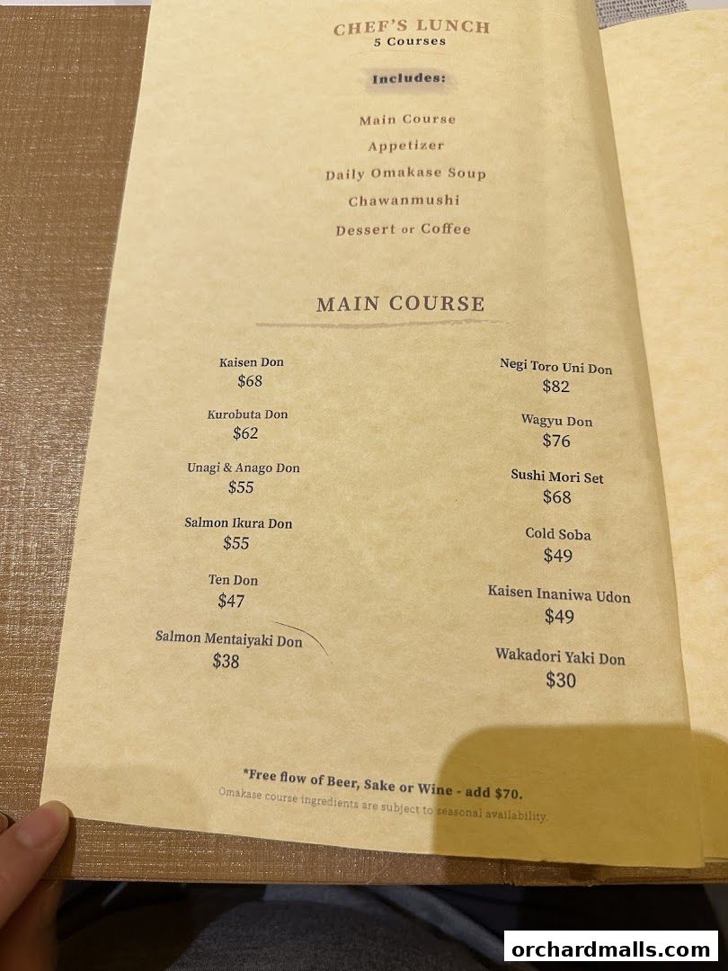 Menu page for Kakushin