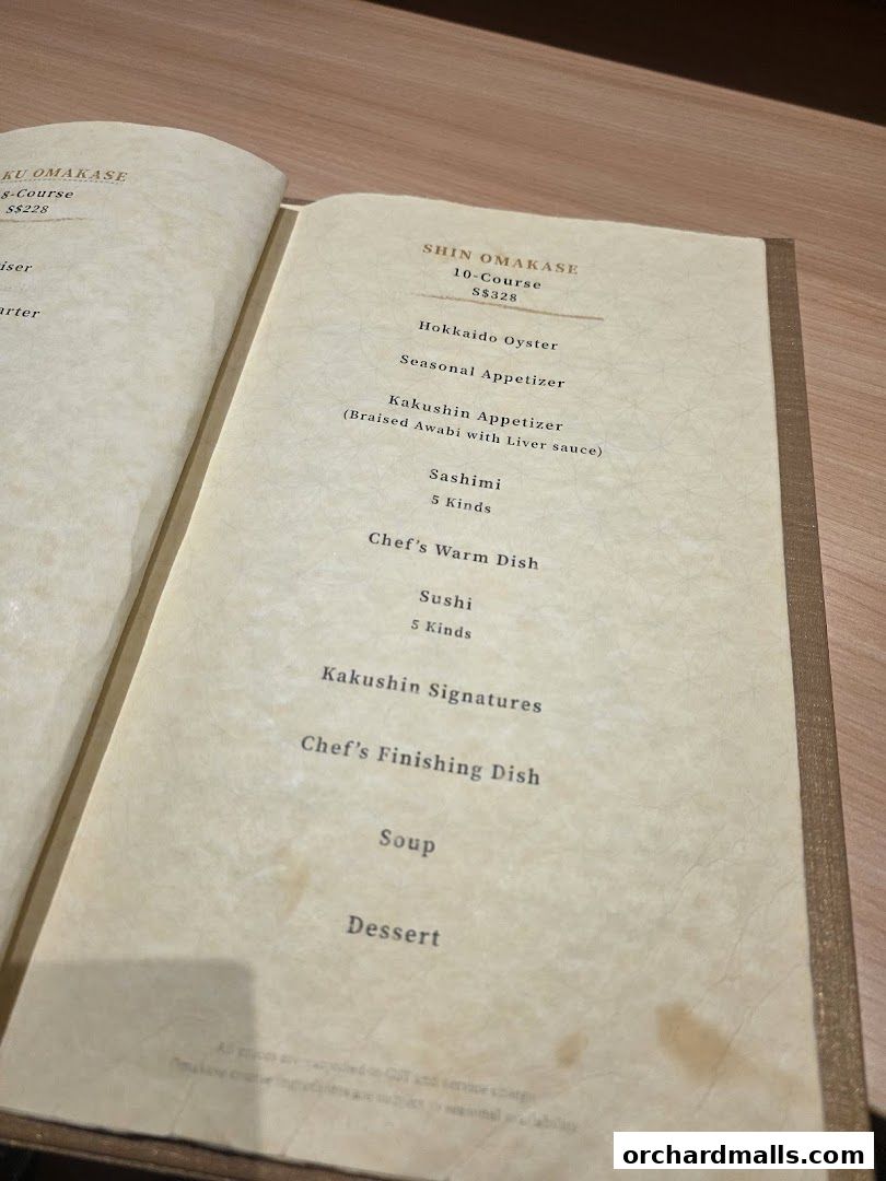 Menu page for Kakushin