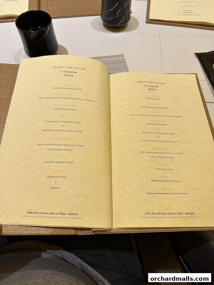 Menu page for Kakushin