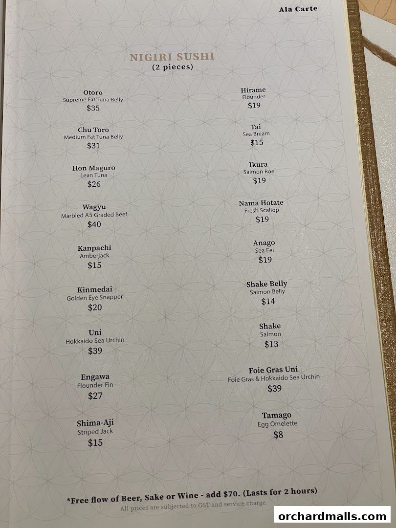 Menu page for Kakushin