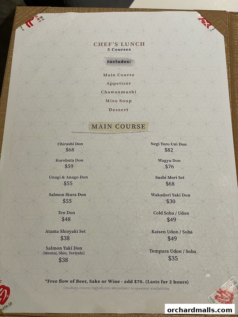 Menu page for Kakushin