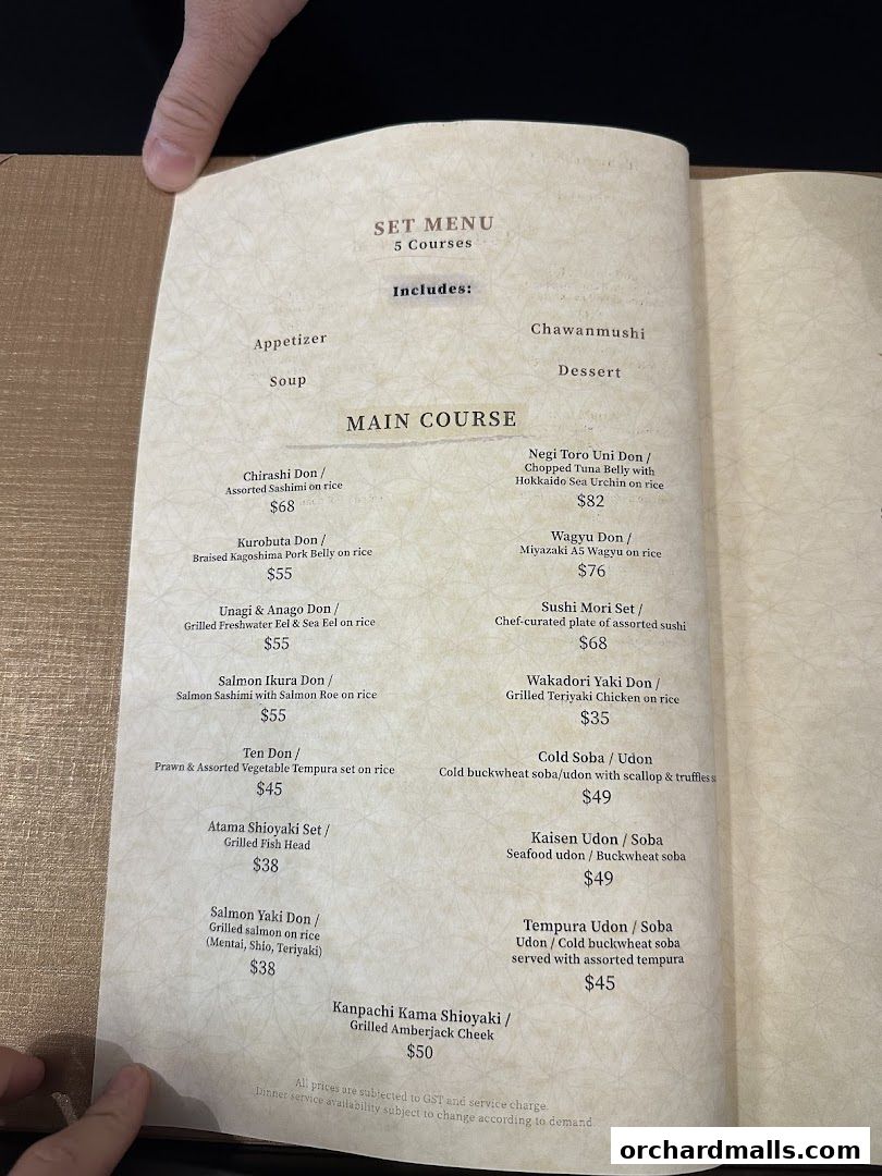 Menu page for Kakushin