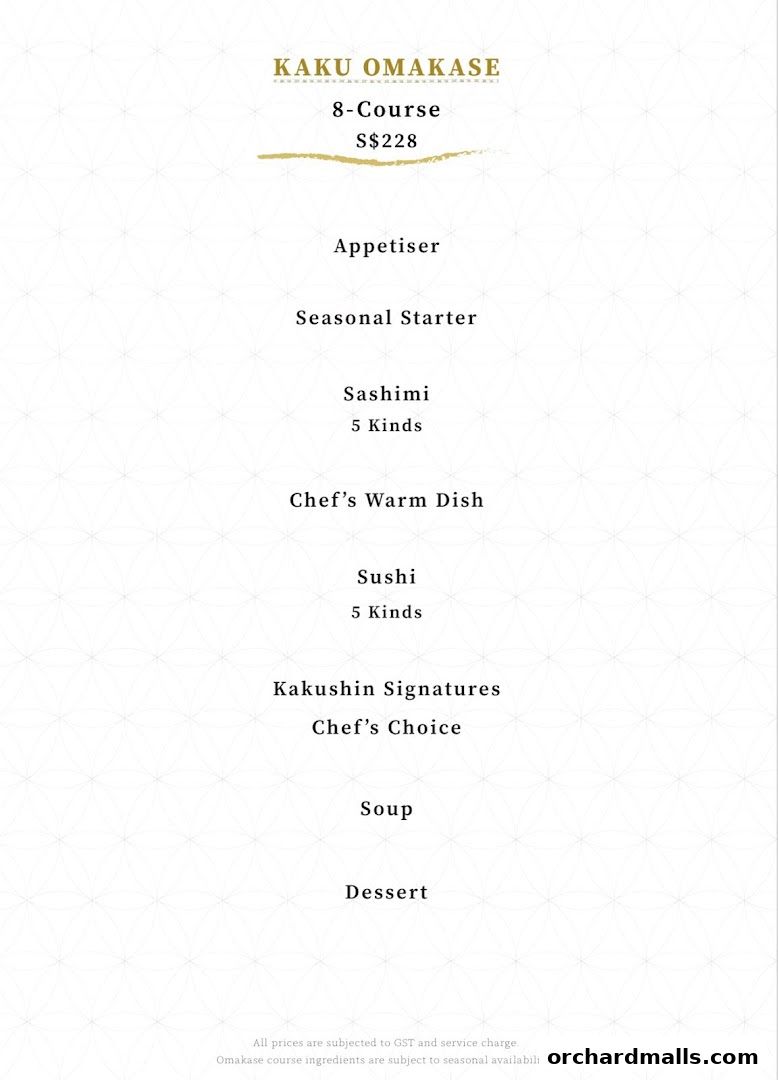 Menu page for Kakushin