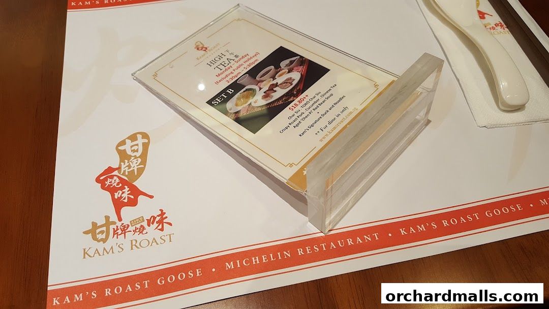 A menu for Kam's Roast Express featuring their High Tea Set B.