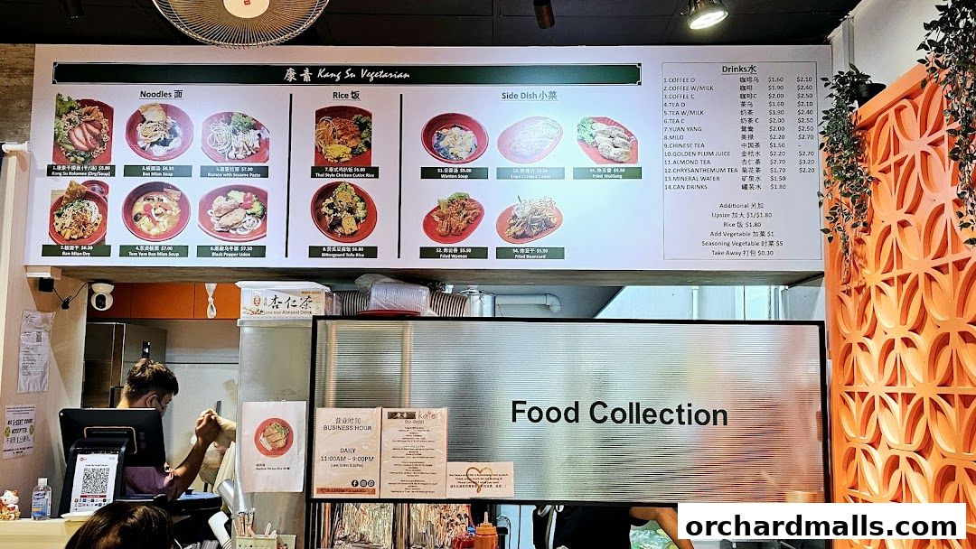 Menu page for Kang Su Vegetarian  Far East Plaza
