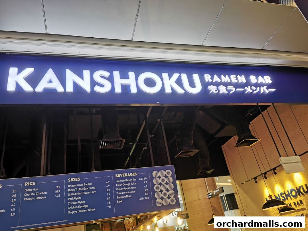Menu page for Kanshoku Ramen Bar