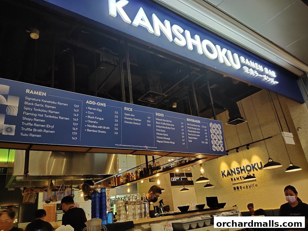 Menu page for Kanshoku Ramen Bar