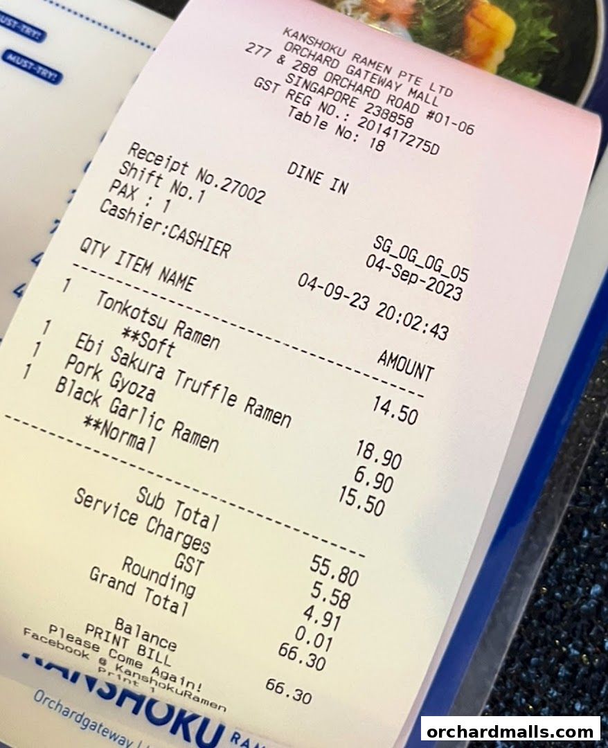 Menu page for Kanshoku Ramen Bar