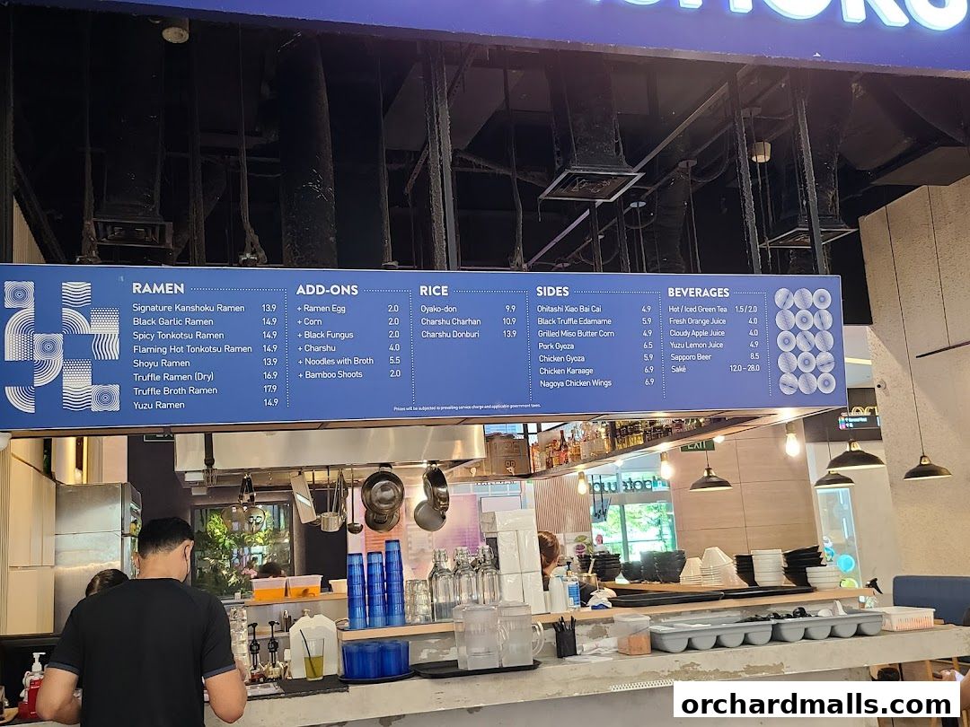 Menu page for Kanshoku Ramen Bar