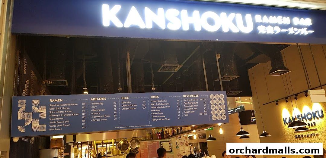 Menu page for Kanshoku Ramen Bar