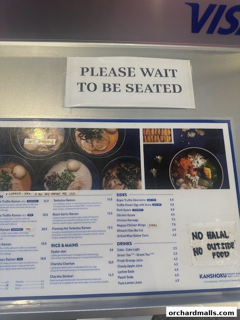 Menu page for Kanshoku Ramen Bar