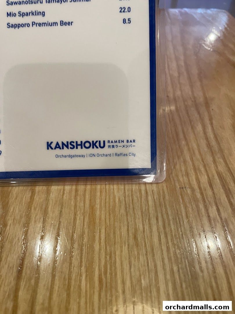 Menu page for Kanshoku Ramen Bar