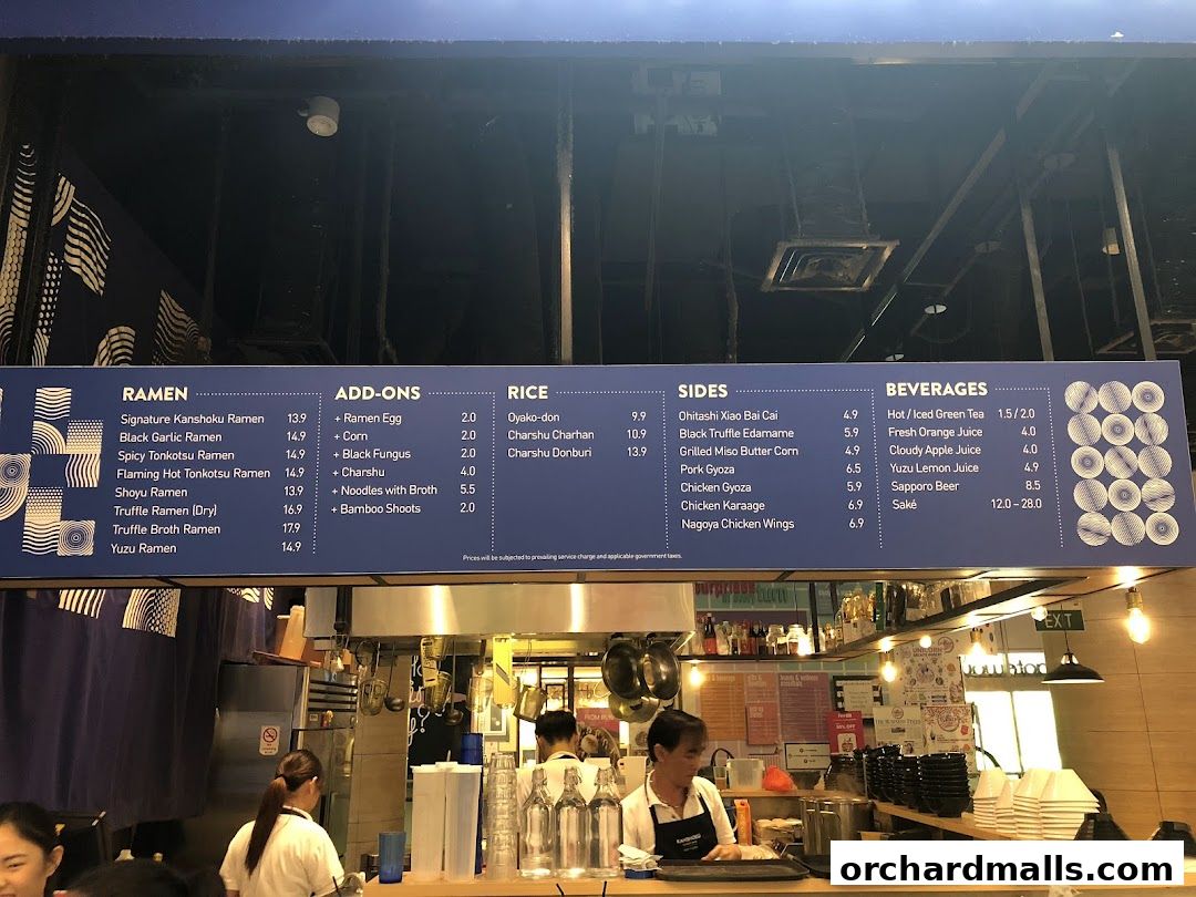 Menu page for Kanshoku Ramen Bar