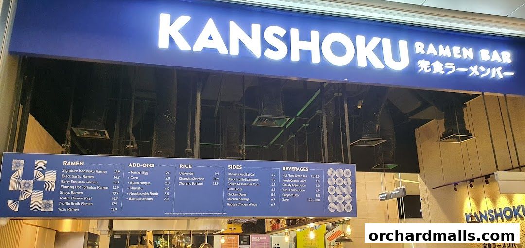 Menu page for Kanshoku Ramen Bar