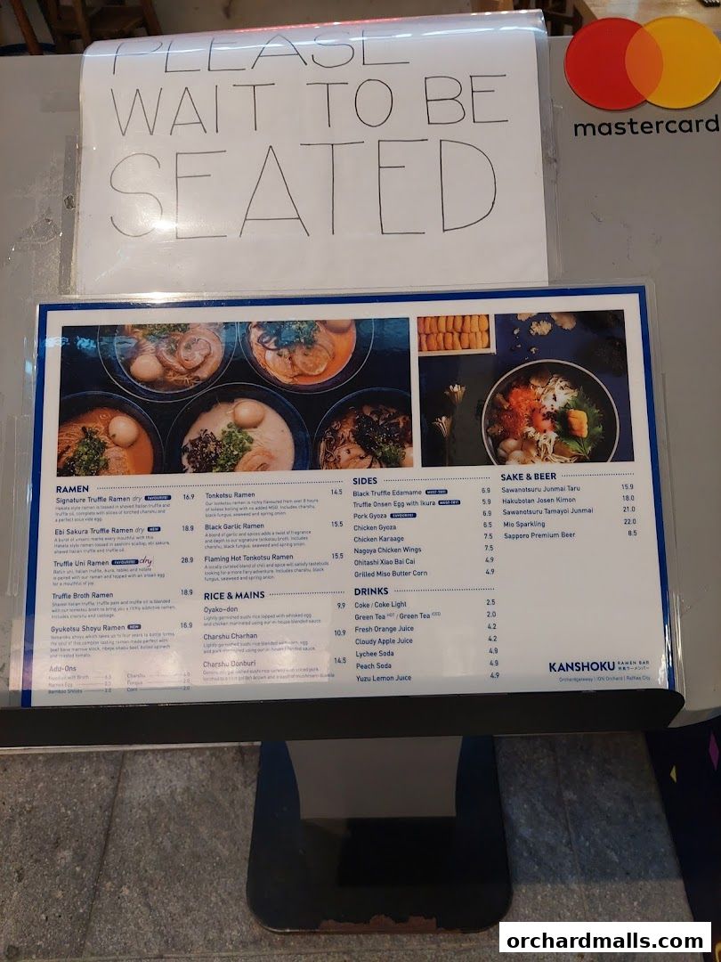 Menu page for Kanshoku Ramen Bar