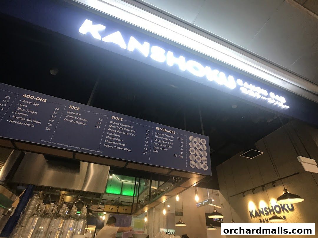 Menu page for Kanshoku Ramen Bar