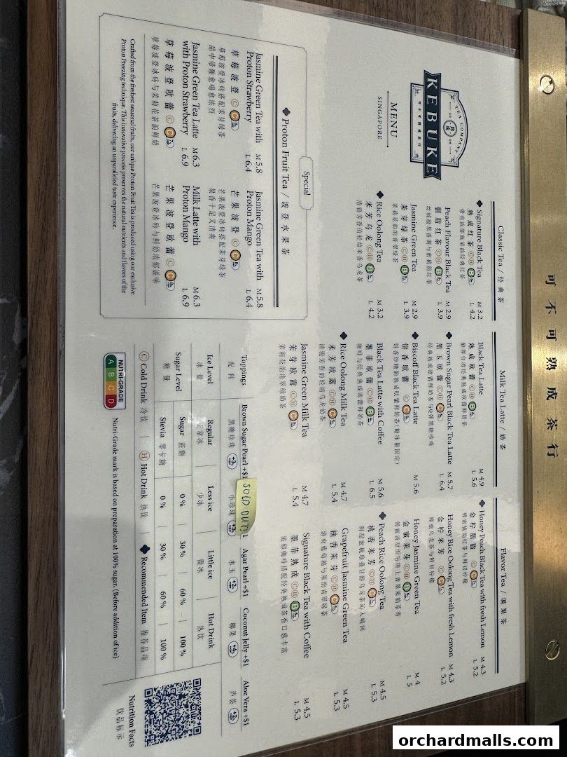 Menu page for KEBUKE  Taste Orchard