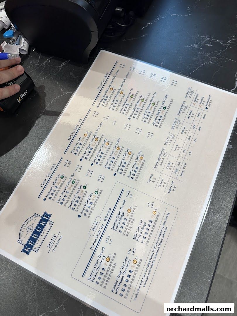 Menu page for KEBUKE  Taste Orchard