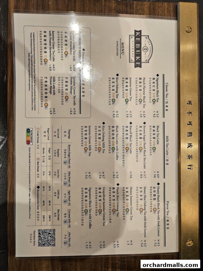 Menu page for KEBUKE  Taste Orchard