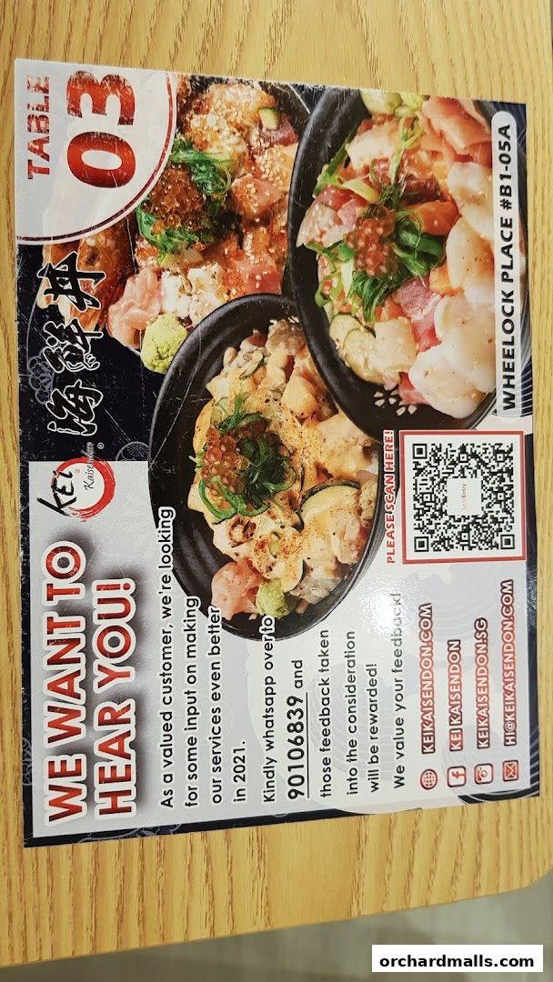 A flyer for Kei Kaisendon featuring images of their signature Kaisendon dishes.