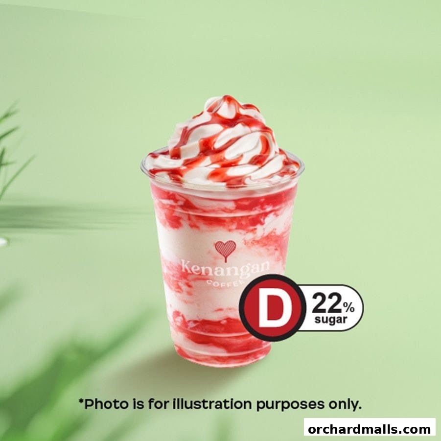 A strawberry-flavored iced coffee drink with whipped cream and a sugar level indicator.