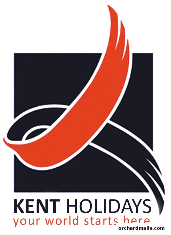 Logo for Kent Holidays with a stylized bird or wing design and tagline.
