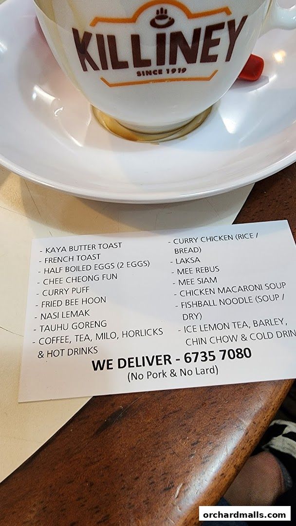 Menu page for Killiney Kopitiam - Lucky Plaza