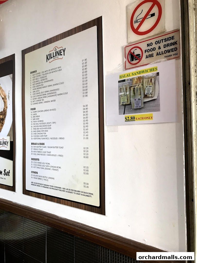 Menu page for Killiney Kopitiam - Lucky Plaza
