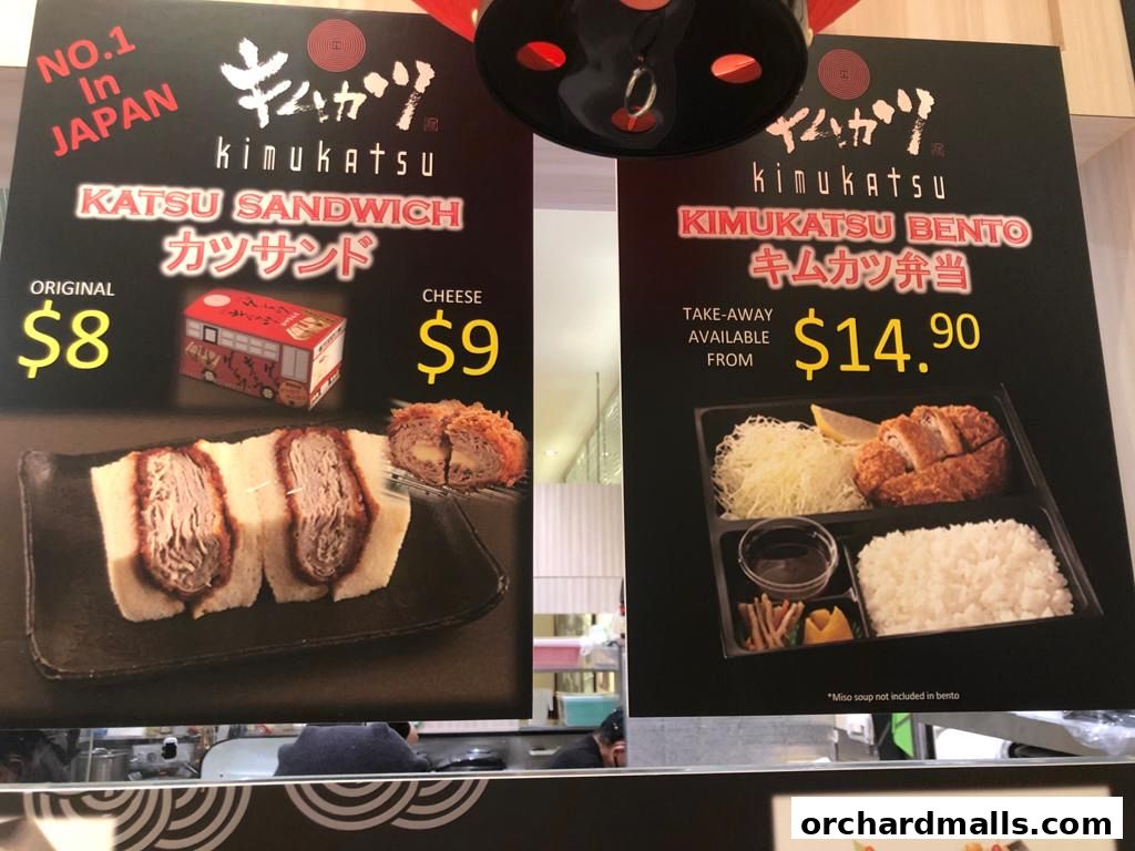 Advertisements for Kimukatsu's Katsu Sandwich and Katsu Bento meals.