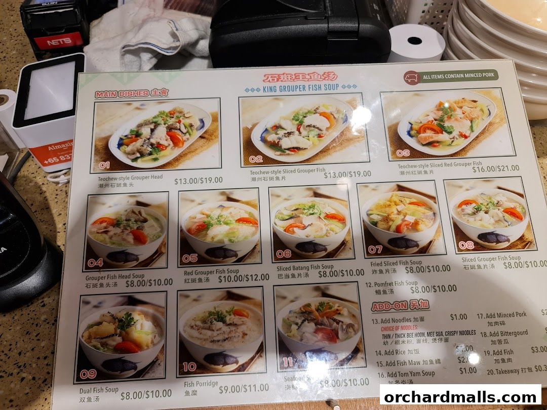 Menu page for King Grouper Fish Soup