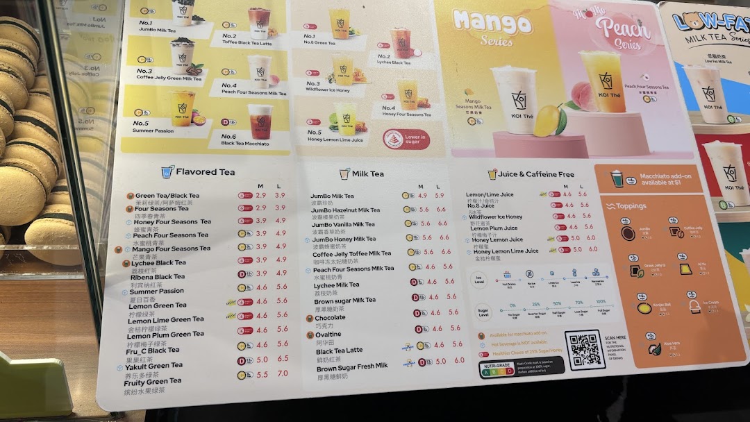 Menu page for KOI Thé Express Takashimaya