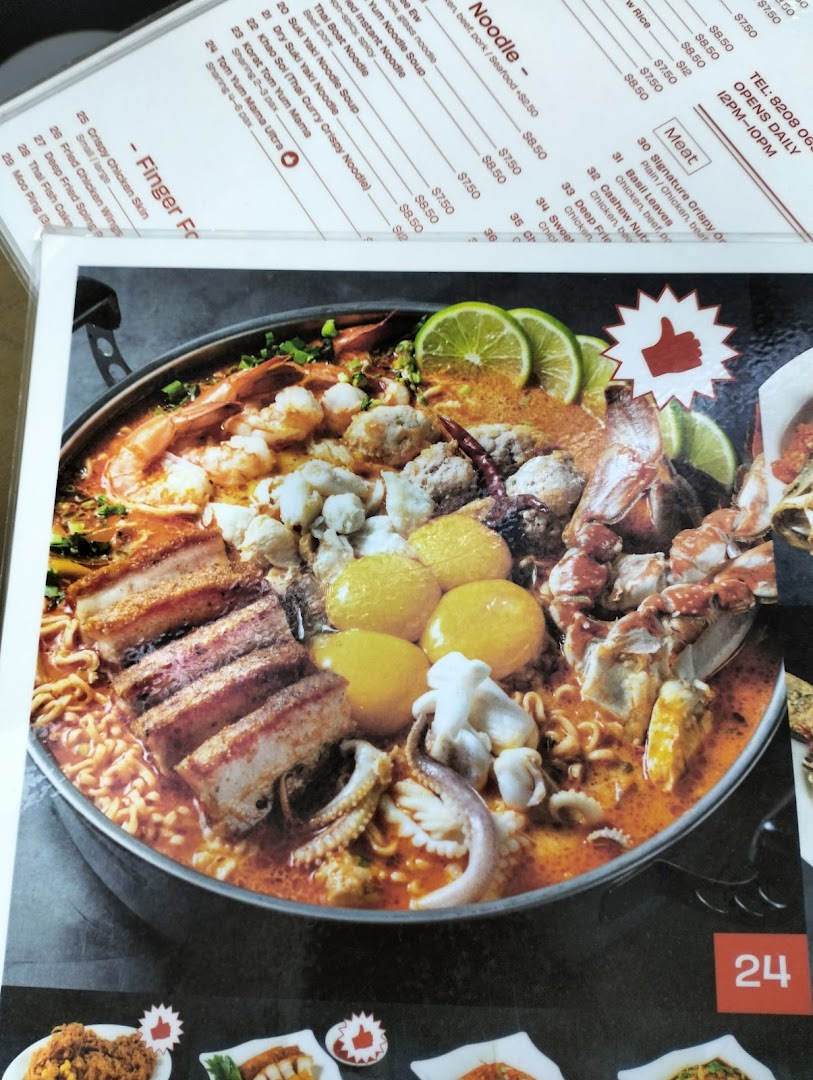 Menu page for Korat Thai Cafe