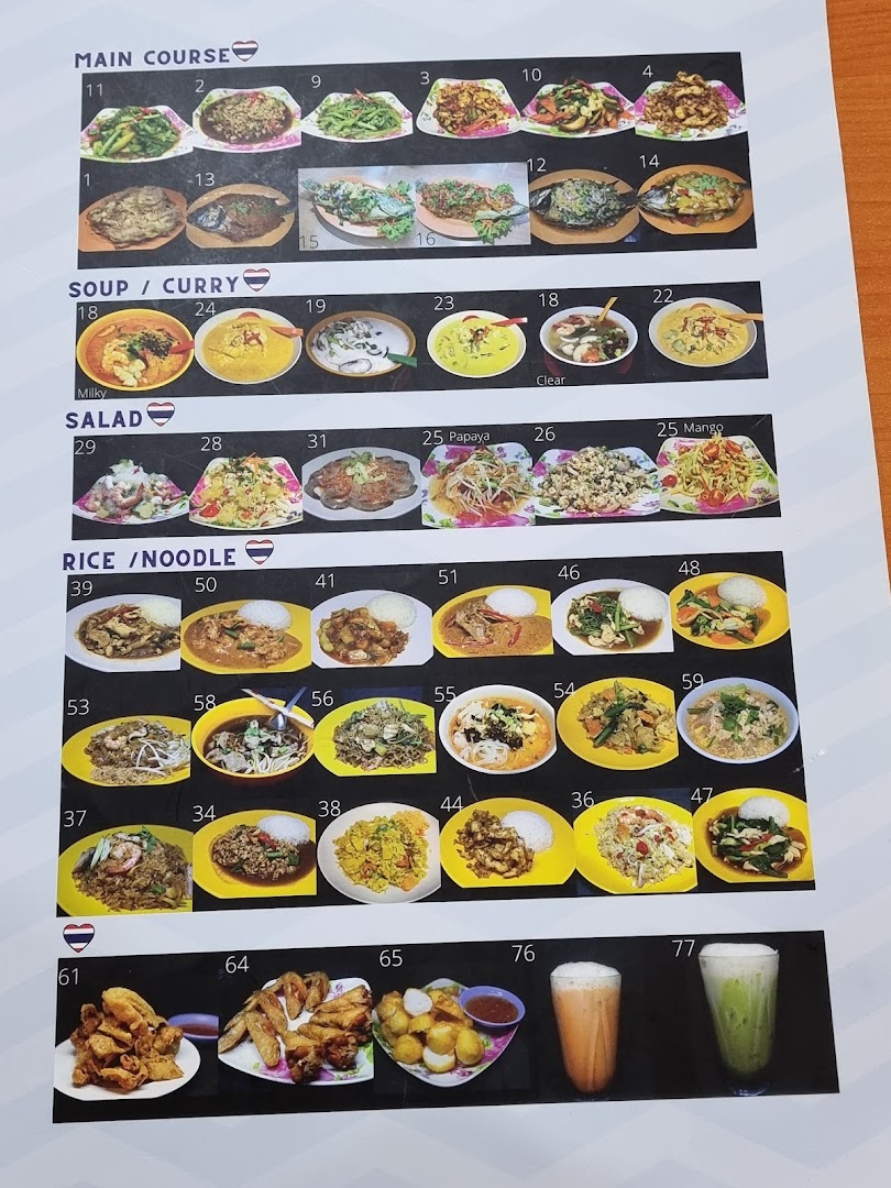Menu page for Korat Thai Cafe