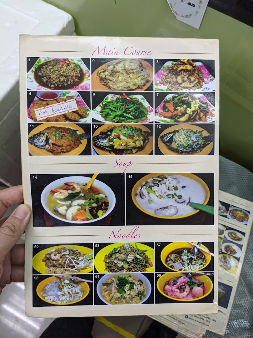 Menu page for Korat Thai Cafe