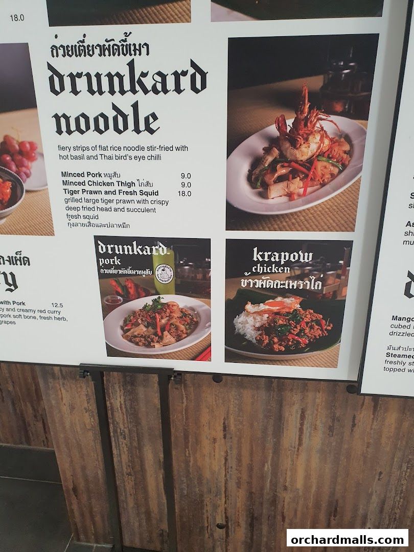 Menu page for Kra pow Thai Restaurant