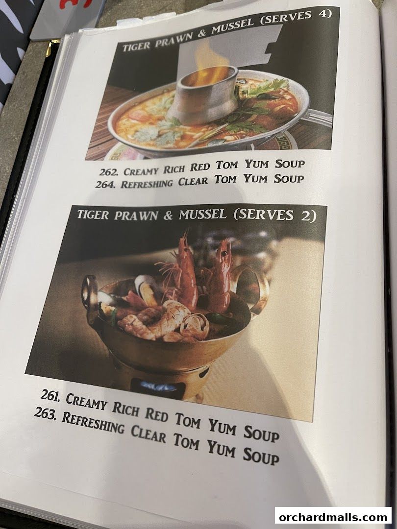 Menu page for Kra pow Thai Restaurant