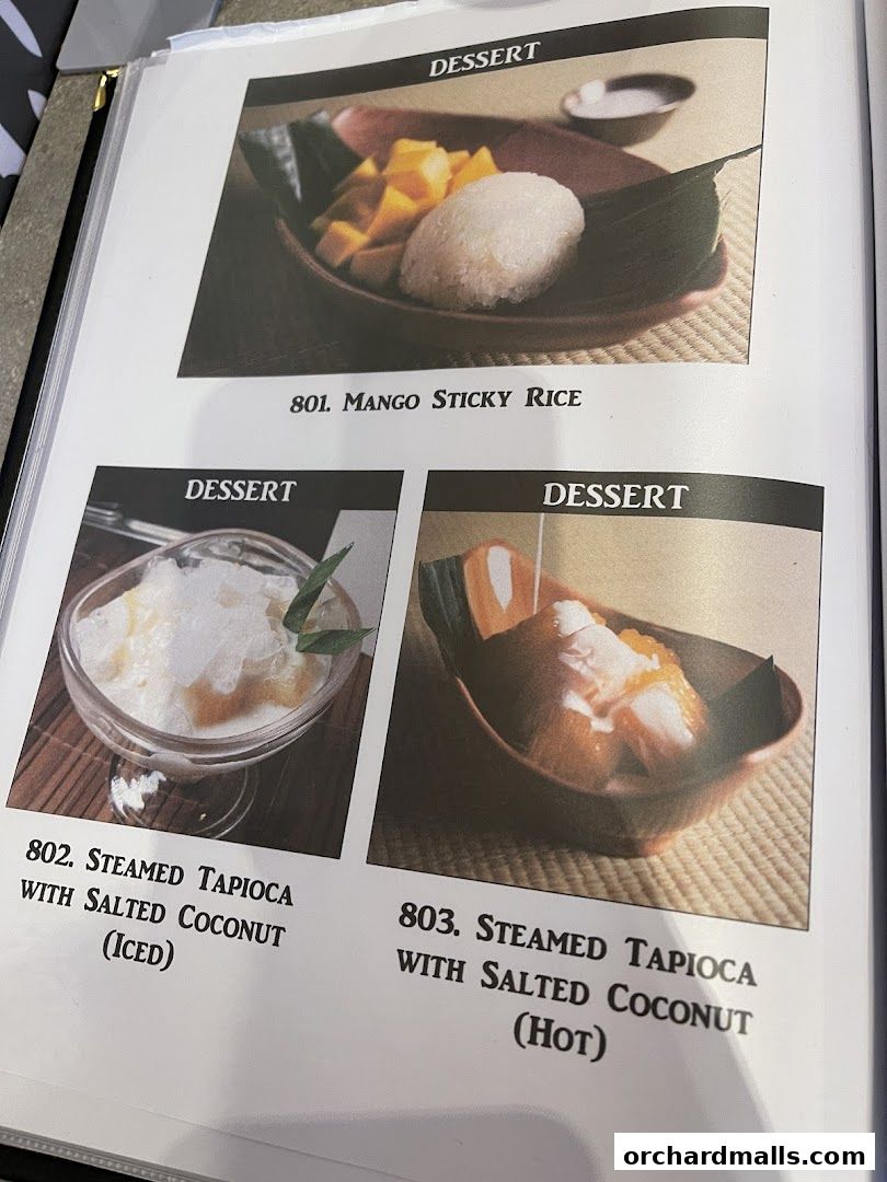 Menu page for Kra pow Thai Restaurant