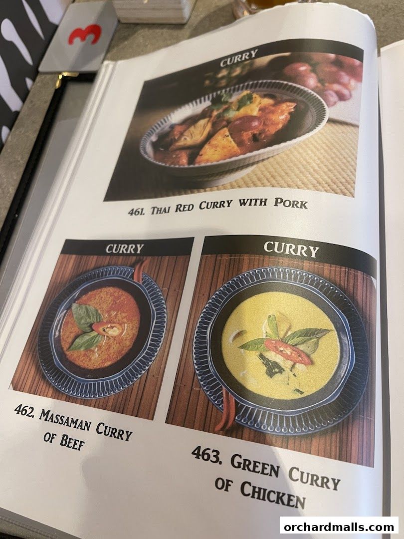 Menu page for Kra pow Thai Restaurant