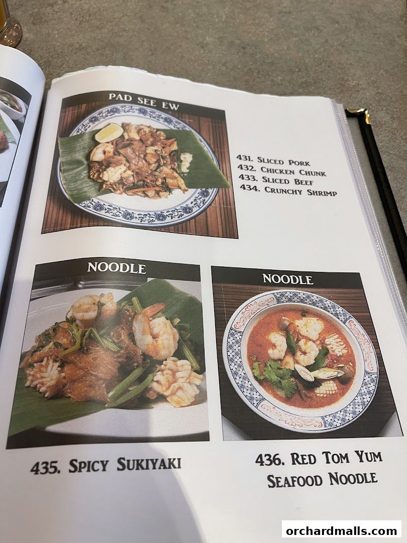 Menu page for Kra pow Thai Restaurant