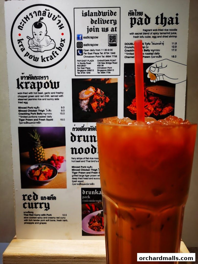 Menu page for Kra pow Thai Restaurant