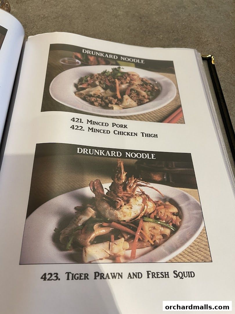 Menu page for Kra pow Thai Restaurant