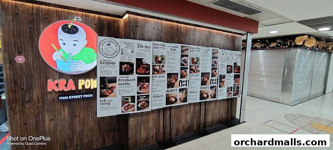 Menu page for Kra pow Thai Restaurant