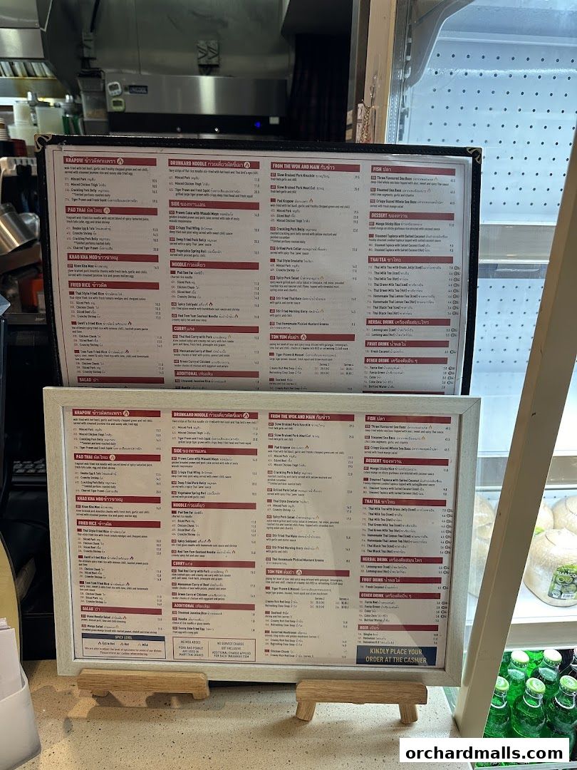 Menu page for Kra pow Thai Restaurant